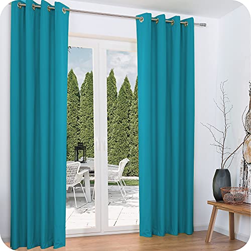 Beautissu 2er Set Thermovorhang Gardine 140x245 cm Türkis – Ösen Thermogardine Set – Ösenvorhang isolierend Kälte- & Hitzeschutz – Vorhang verdunkelnd Wohnzimmer, Schlafzimmer – Amelie to Beautissu 2er Set Thermovorhang Gardine 140x245 cm Türkis – Ösen Thermogardine Set – Ösenvorhang isolierend Kälte- & Hitzeschutz – Vorhang verdunkelnd Wohnzimmer, Schlafzimmer – Amelie to von Beautissu