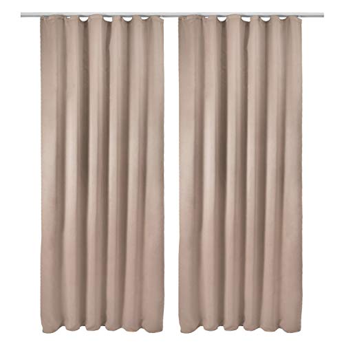 Beautissu 2er Set Blackout Vorhang Blickdicht 140x245 cm Sand – Kräuselband Verdunklungsvorhänge Gardine Set mit Universalband für Lange Fenster Wohnzimmer Schlafzimmer – Amelie BK Beautissu 2er Set Blackout Vorhang Blickdicht 140x245 cm Sand – Kräuselband Verdunklungsvorhänge Gardine Set mit Universalband für Lange Fenster Wohnzimmer Schlafzimmer – Amelie BK von Beautissu