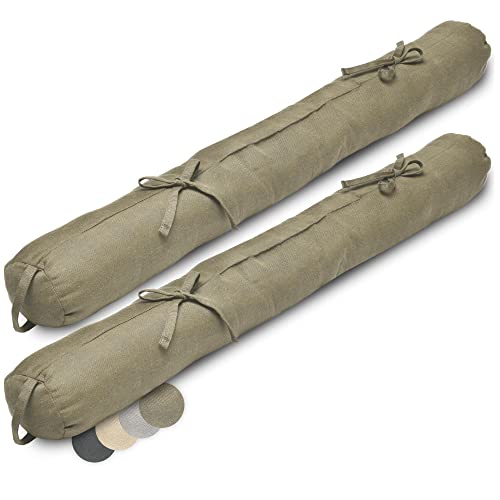 Beautissu 2er Set Zugluftstopper 120cm Viento – Türluftstopper Haustür Kältestopper für Türen & Fenster Durchzugstopper mit Tragegriff – Türwindfänger Türdichtung 120x10cm in Taupe von Beautissu