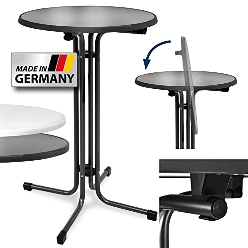 Beautissu 3er Set Klappbarer Stehtisch Ø 70 cm Sylt – Bistrotisch Rund Anthrazit Made in Germany Klapptisch Wetterbeständig Hitzebeständig – Kratzfest Partytisch höhenverstellbar leichte Montage TÜV von Beautissu