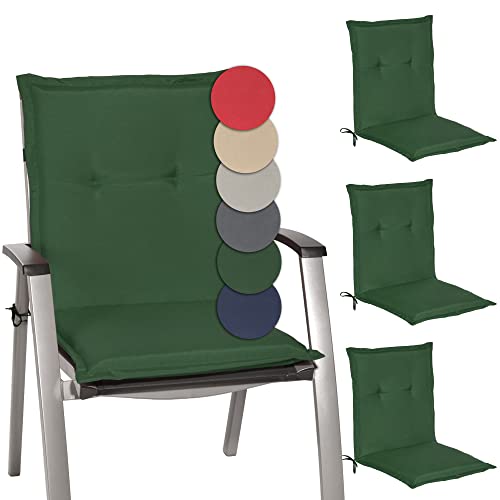 Beautissu 4 er Set Niedriglehner Auflage Gartenstuhl 100x50x6 cm Loft NL - Sitzkissen Niederlehner Rückenkissen niedrig Stuhlkissen Schaumkern Füllung Kissen Dunkelgrün von Beautissu