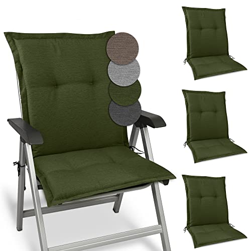 Beautissu 4er Set Premium Gartenstuhlauflage Niedriglehner 105x50x7cm Polster Auflage Niederlehner Auflagen Gartenstuhl Made in EU Robuster Stoff & UV-Lichtechtheit HighLux NL Sitzkissen Dunkelgrün von Beautissu