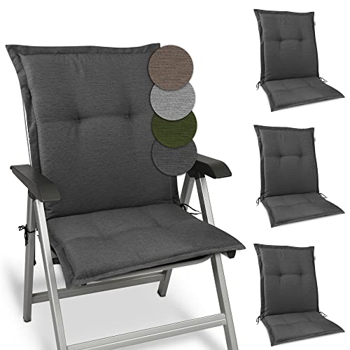 Beautissu 4er Set Premium Gartenstuhlauflage Niedriglehner 105x50x7cm Polster Auflage Niederlehner Auflagen Gartenstuhl Made in EU Robuster Stoff & UV-Lichtechtheit HighLux NL Sitzkissen Anthrazit von Beautissu