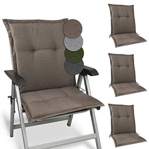 Beautissu 4er Set Premium Gartenstuhlauflage Niedriglehner 105x50x7cm Polster Auflage Niederlehner Auflagen Gartenstuhl Made in EU Robuster Stoff & UV-Lichtechtheit HighLux NL Sitzkissen Taupe von Beautissu