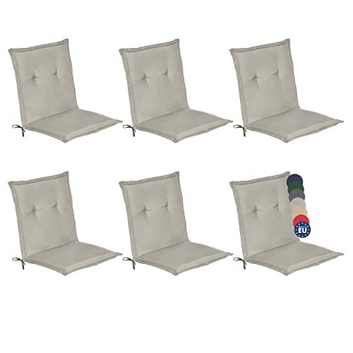 Beautissu 6er Set Niedriglehner Auflage Gartenstuhl 100x50x6 cm Loft NL - Sitzkissen Niederlehner Rückenkissen niedrig Stuhlkissen Schaumkern Füllung Kissen Hellgrau von Beautissu