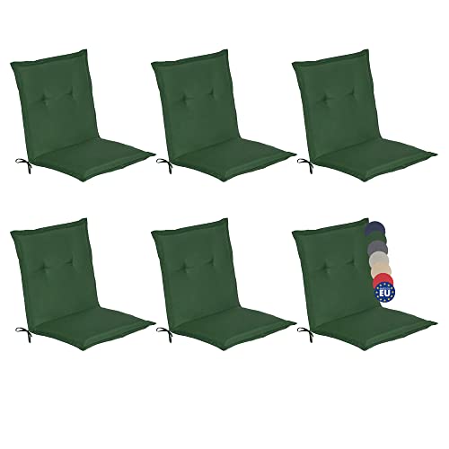 Beautissu 6er Set Niedriglehner Auflage Gartenstuhl 100x50x6 cm Loft NL - Sitzkissen Niederlehner Rückenkissen niedrig Stuhlkissen Schaumkern Füllung Kissen Dunkelgrün von Beautissu