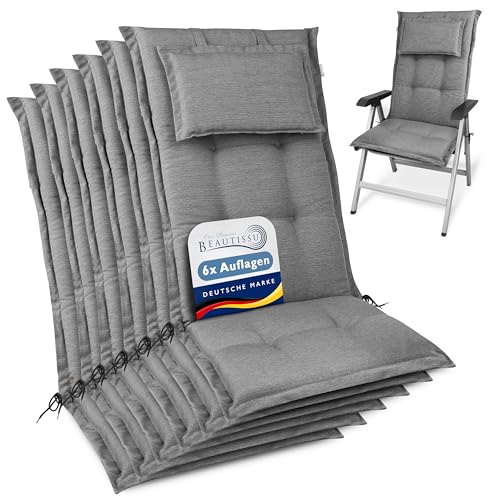 Beautissu 6er Set Premium Gartenstuhlauflage Hochlehner 120x50x7cm Dicke Polster Gartenstuhlauflage Hochlehner Auflagen Made in EU - Robuster Stoff & UV-Lichtechtheit HighLux HL Sitzkissen Hellgrau Beautissu 6er Set Premium Gartenstuhlauflage Hochlehner 120x50x7cm Dicke Polster Gartenstuhlauflage Hochlehner Auflagen Made in EU - Robuster Stoff & UV-Lichtechtheit HighLux HL Sitzkissen Hellgrau von Beautissu