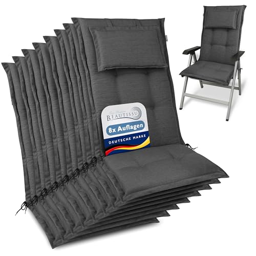 Beautissu 8er Set Premium Gartenstuhlauflage Hochlehner 120x50x7cm Dicke Polster Gartenstuhlauflage Hochlehner Auflagen Made in EU - Robuster Stoff & UV-Lichtechtheit HighLux HL Sitzkissen Anthrazit Beautissu 8er Set Premium Gartenstuhlauflage Hochlehner 120x50x7cm Dicke Polster Gartenstuhlauflage Hochlehner Auflagen Made in EU - Robuster Stoff & UV-Lichtechtheit HighLux HL Sitzkissen Anthrazit von Beautissu