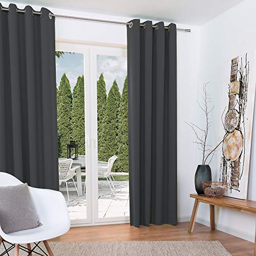 Beautissu 2er Set Verdunklungsvorhang Blickdicht 140x245 cm Anthrazit – Ösen Vorhänge Set Blackout – Ösenschal Gardine Set Blackout – Lange Fenster Vorhänge Wohnzimmer, Schlafzimmer - Amelie BO Beautissu 2er Set Verdunklungsvorhang Blickdicht 140x245 cm Anthrazit – Ösen Vorhänge Set Blackout – Ösenschal Gardine Set Blackout – Lange Fenster Vorhänge Wohnzimmer, Schlafzimmer - Amelie BO von Beautissu