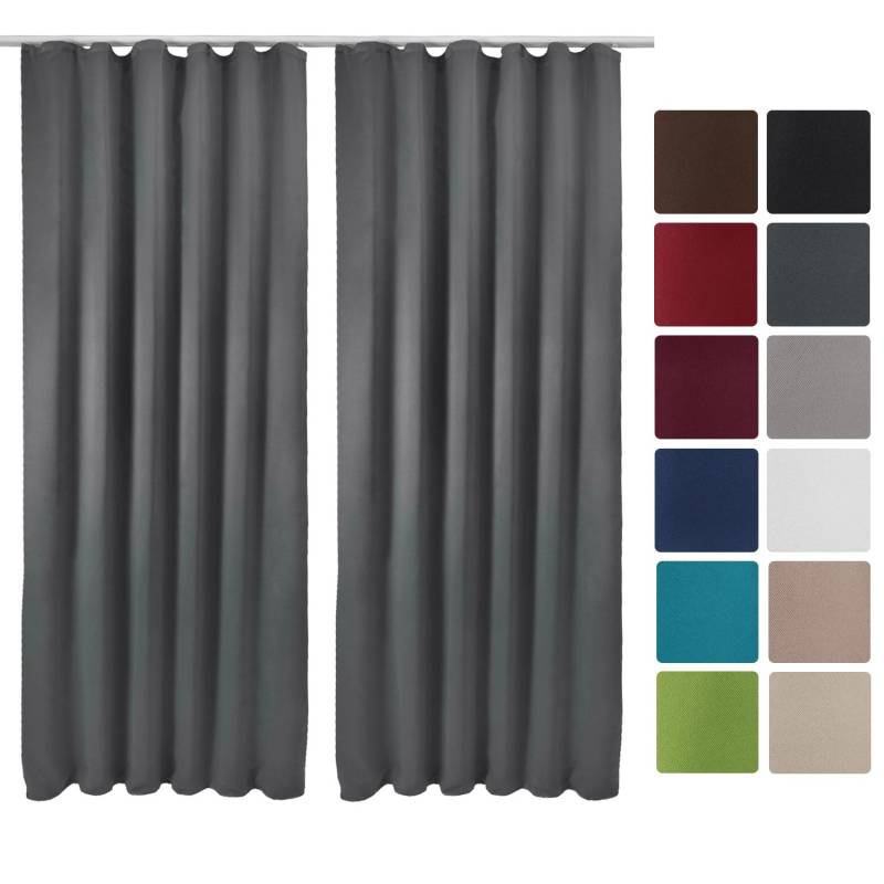 Beautissu Amelie BK Vorhang mit Kräuselband 140x245cm Anthrazit 2tlg Beautissu Amelie BK Vorhang mit Kräuselband 140x245cm Anthrazit 2tlg von Beautissu
