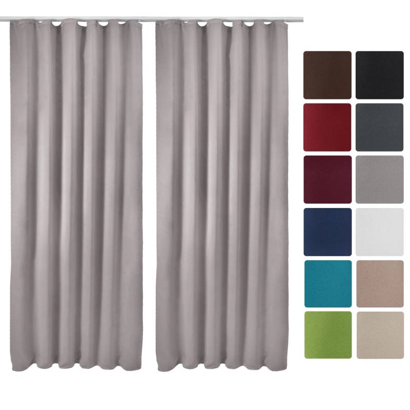 Beautissu Amelie BK Vorhang mit Kräuselband 140x245cm Grau 2tlg von Beautissu