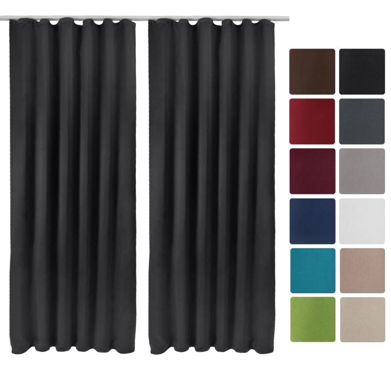 Beautissu Amelie BK Vorhang mit Kräuselband 140x245cm Schwarz 2tlg Beautissu Amelie BK Vorhang mit Kräuselband 140x245cm Schwarz 2tlg von Beautissu