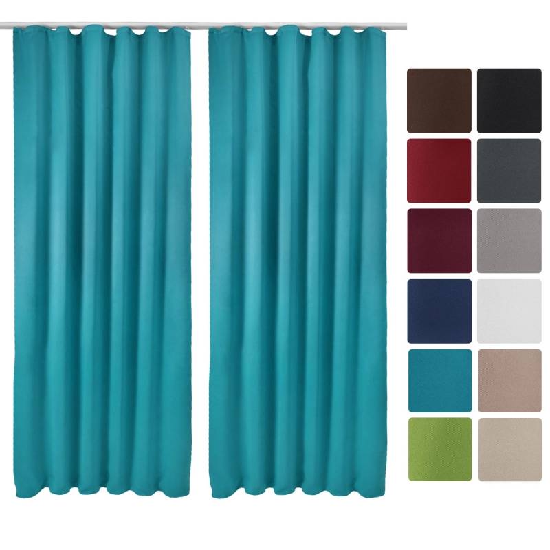 Beautissu Amelie BK Vorhang mit Kräuselband 140x245cm Türkis 2tlg von Beautissu