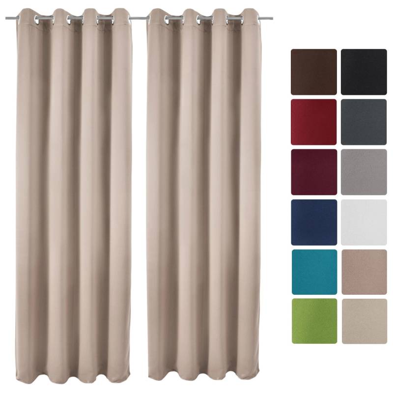 Beautissu Amelie BO Vorhang mit Öse 140x245cm Sand 2tlg von Beautissu
