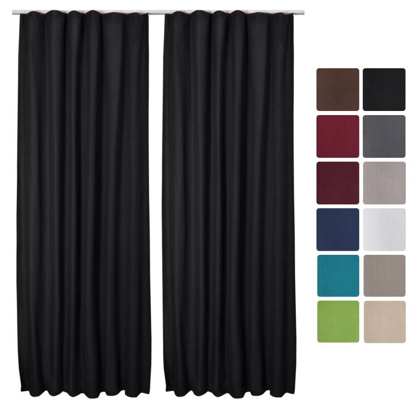 Beautissu Amelie TK Vorhang mit Kräuselband 140x245cm Schwarz 2tlg Beautissu Amelie TK Vorhang mit Kräuselband 140x245cm Schwarz 2tlg von Beautissu