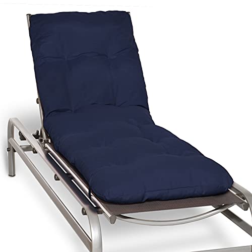 Beautissu Auflage für Gartenliege Flair RL - Deckchair Auflage 190x60x8 cm - Polster für Sonnenliege Liegestuhl Auflage für Gartenmöbel in Dunkelblau von Beautissu