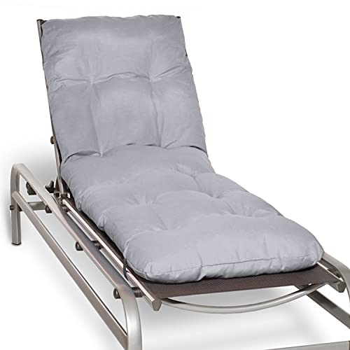 Beautissu Auflage für Gartenliege Flair RL - Deckchair Auflage 190x60x8 cm - Polster für Sonnenliege Liegestuhl Auflage für Gartenmöbel in Hellgrau von Beautissu