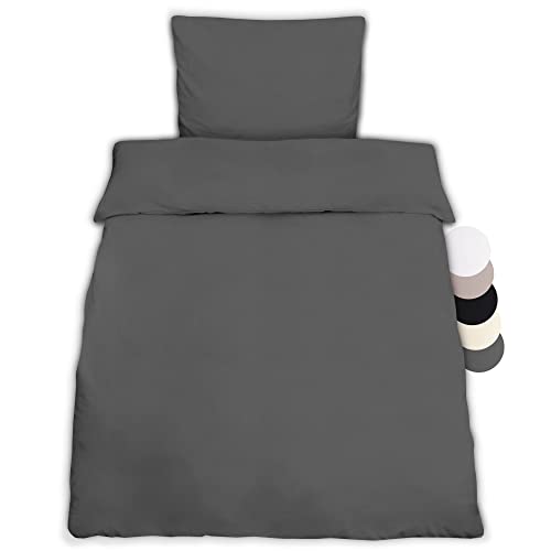 Beautissu 1er Set Renforcé Bettwäsche Set 155x220 cm Julie - Kissenbezug 80x80cm – Bettwäsche mit 1x Bettbezug & 1x Kopfkissenbezug - 2teilige Kühlende Sommerbettwäsche aus Baumwolle in Anthrazit Beautissu 1er Set Renforcé Bettwäsche Set 155x220 cm Julie - Kissenbezug 80x80cm – Bettwäsche mit 1x Bettbezug & 1x Kopfkissenbezug - 2teilige Kühlende Sommerbettwäsche aus Baumwolle in Anthrazit von Beautissu