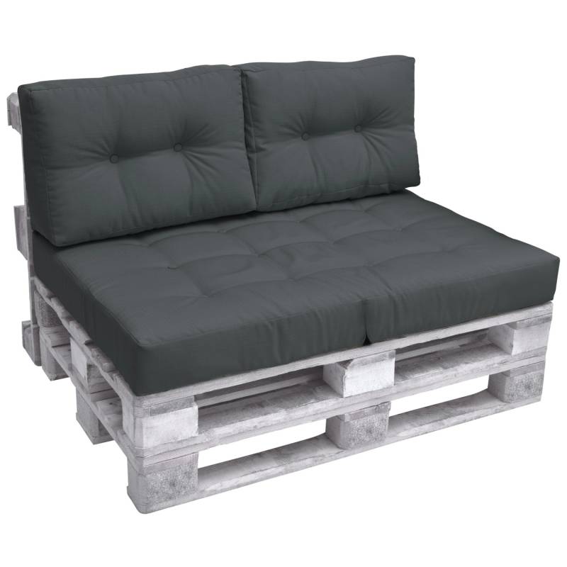 Beautissu ECO Elements Palettenkissen Sitz + Rücken Graphitgrau 2tlg von Beautissu
