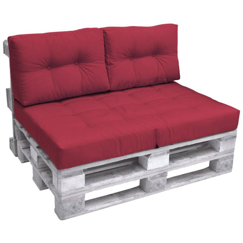 Beautissu ECO Elements Palettenkissen Sitz + Rücken Rot 2tlg von Beautissu