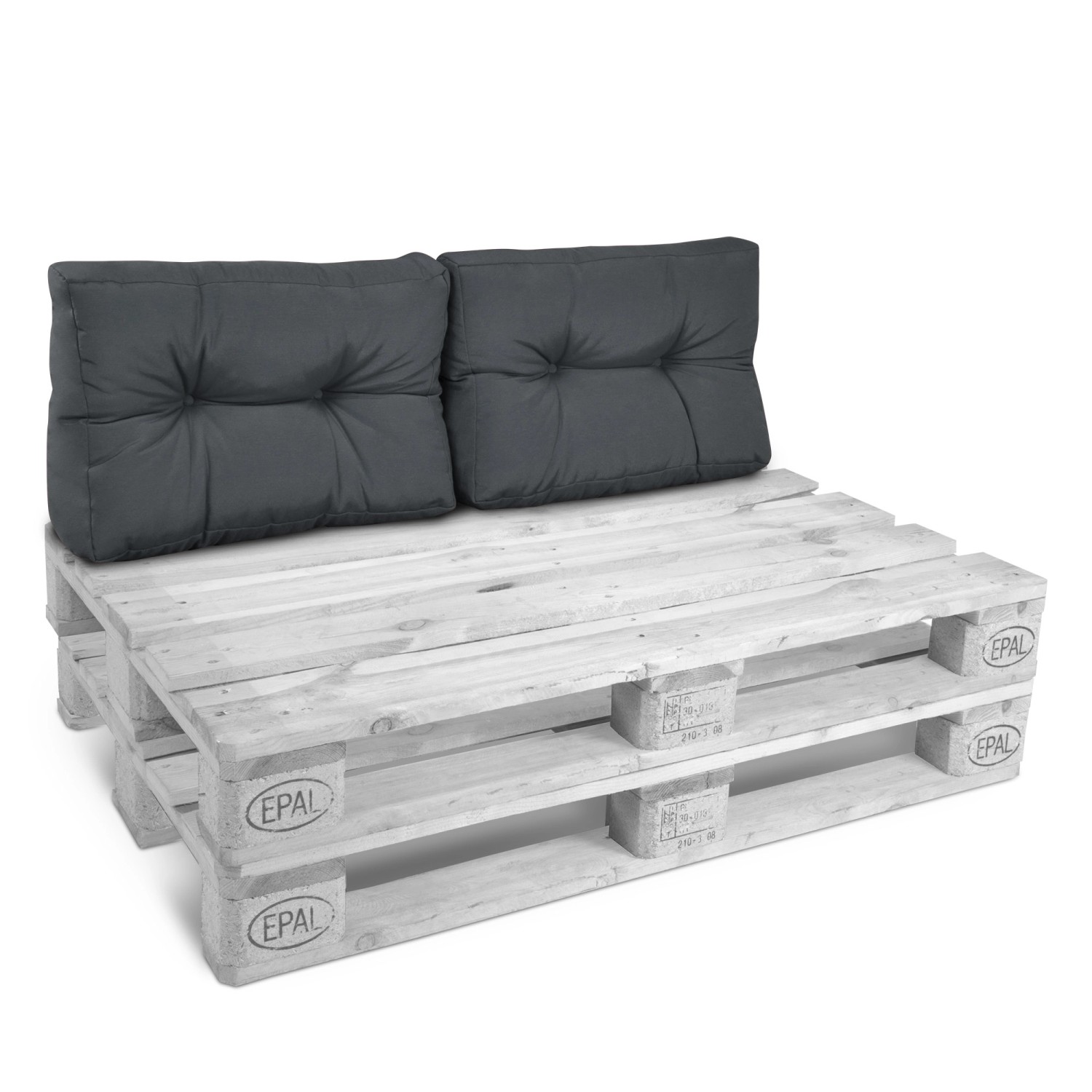 Beautissu ECO Style Palettenkissen Rücken 60x40x10cm Graphitgrau 2tlg von Beautissu