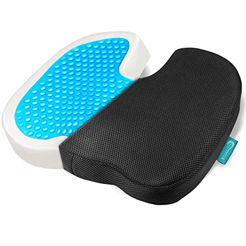 Beautissu Memory Foam Gelkissen kühlendes Sitzkissen für Auto & Bürostuhl ergonomische Sitzauflage Sitzerhöhung als U-Form Kissen mit Gelschaum Stuhlkissen Atmungsaktiv Anpassungsfähig - BeauErgo GS von Beautissu