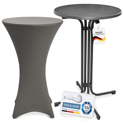 Beautissu Grauer Outdoor Stehtisch klappbar mit Husse 70 cm Anthrazit – Wetterfester Partytisch Sylt + Stretch Stehtischhusse Stella – Platzsparender Bistrotisch Gastro-Qualität TÜV Made in Germany Beautissu Grauer Outdoor Stehtisch klappbar mit Husse 70 cm Anthrazit – Wetterfester Partytisch Sylt + Stretch Stehtischhusse Stella – Platzsparender Bistrotisch Gastro-Qualität TÜV Made in Germany von Beautissu
