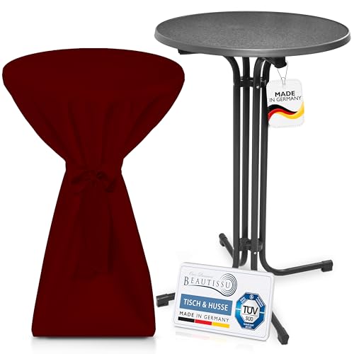 Beautissu Grauer Outdoor Stehtisch klappbar mit Husse 70 cm Bordeaux – Wetterfester Partytisch Sylt + Premium Stehtischhusse – Platzsparender Bistrotisch Gastro-Qualität TÜV Made in Germany Beautissu Grauer Outdoor Stehtisch klappbar mit Husse 70 cm Bordeaux – Wetterfester Partytisch Sylt + Premium Stehtischhusse – Platzsparender Bistrotisch Gastro-Qualität TÜV Made in Germany von Beautissu