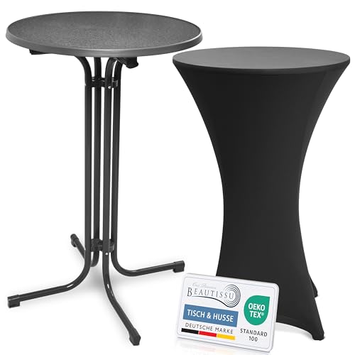 Beautissu Grauer Stehtisch klappbar 70 cm mit Stretch Stehtischhusse Schwarz – Outdoor Bistrotisch Kratzfest, UV- & wetterbeständig – Husse rutschfest, waschbar & bügelfrei – Bellini & Stella Beautissu Grauer Stehtisch klappbar 70 cm mit Stretch Stehtischhusse Schwarz – Outdoor Bistrotisch Kratzfest, UV- & wetterbeständig – Husse rutschfest, waschbar & bügelfrei – Bellini & Stella von Beautissu