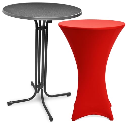 Beautissu Grauer Stehtisch klappbar 80 cm mit Stretch Stehtischhusse Rot – Outdoor Bistrotisch Kratzfest, UV- & wetterbeständig – Husse rutschfest, waschbar & bügelfrei – Bellini & Stella Beautissu Grauer Stehtisch klappbar 80 cm mit Stretch Stehtischhusse Rot – Outdoor Bistrotisch Kratzfest, UV- & wetterbeständig – Husse rutschfest, waschbar & bügelfrei – Bellini & Stella von Beautissu