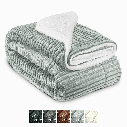 Beautissu Sherpa Decke Kuscheldecke Glitzereffekt 150x200 cm XL Hellgrau – Dicke Winter Fleecedecke Lammfell-Optik & – Hautfreundliche Flauschige Wärmedecke Couch-Überwurf Sofadecke – Elisa von Beautissu