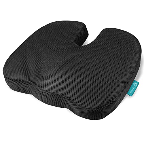 Beautissu Memory Foam Sitzkissen für Auto & Bürostuhl - BeauErgo FS Ergonomische Sitzauflage Sitzerhöhung als U-Form Kissen mit Viscoschaum Stuhlkissen Druckentlastend Atmungsaktiv von Beautissu