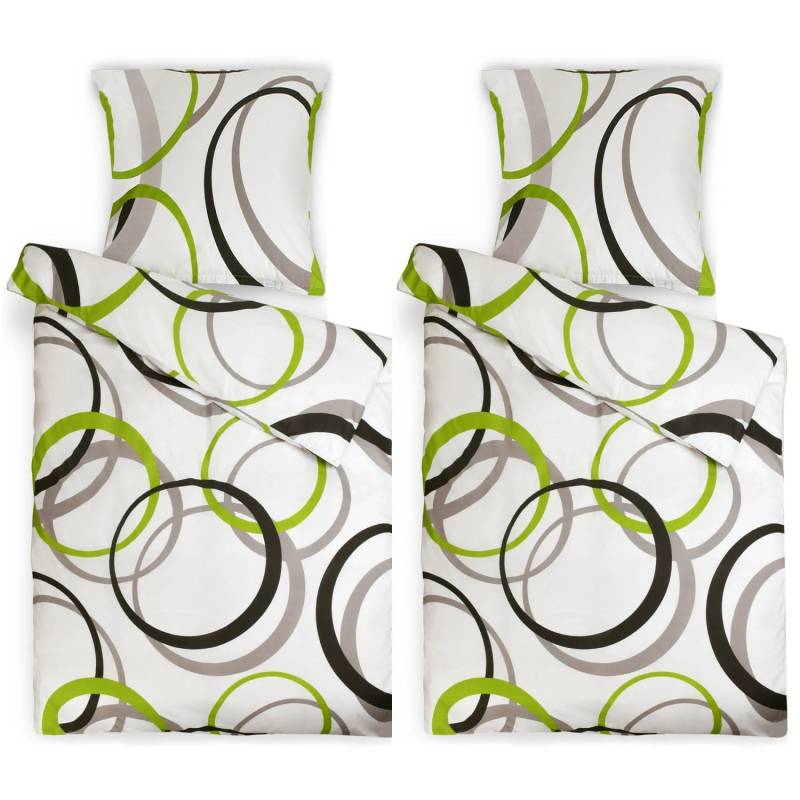 Beautissu Nina Bettwäsche 155x220cm + Kissenbezug 80x80cm Grün Weiß Violet Ornamente Renforcé 2er Set Beautissu Nina Bettwäsche 155x220cm + Kissenbezug 80x80cm Grün Weiß Violet Ornamente Renforcé 2er Set von Beautissu