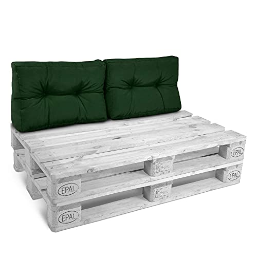 Beautissu Palettenkissen Style – 2X Rückenkissen 60x40 cm Gepolsterte Europaletten Indoor & Outdoor Auflage Palettenmöbel Lounge Kissen Outdoor - Dunkelgrün von Beautissu