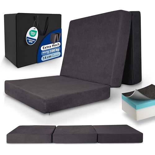 Beautissu Premium L Klappmatratze 80x200cm Gästebett faltbar inkl. Tasche – extra dick Visco-Matratze hoher Schlafkomfort – waschbar Gästematratze klappbar einfacher Transport – Anthrazit Beautissu Premium L Klappmatratze 80x200cm Gästebett faltbar inkl. Tasche – extra dick Visco-Matratze hoher Schlafkomfort – waschbar Gästematratze klappbar einfacher Transport – Anthrazit von Beautissu