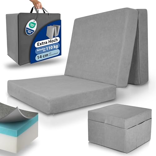 Beautissu Premium XL Klappmatratze 100x200cm Gästebett faltbar inkl. Husse – extra dick 14cm Visco-Matratze optimaler Härtegrad H3 hoher Schlafkomfort – waschbar Gästematratze klappbar – Grau Beautissu Premium XL Klappmatratze 100x200cm Gästebett faltbar inkl. Husse – extra dick 14cm Visco-Matratze optimaler Härtegrad H3 hoher Schlafkomfort – waschbar Gästematratze klappbar – Grau von Beautissu