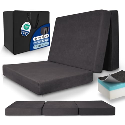 Beautissu Premium XL Klappmatratze 90x200cm Gästebett faltbar inkl. Tasche – extra dick Visco-Matratze hoher Schlafkomfort – waschbar Gästematratze klappbar einfacher Transport – Anthrazit Beautissu Premium XL Klappmatratze 90x200cm Gästebett faltbar inkl. Tasche – extra dick Visco-Matratze hoher Schlafkomfort – waschbar Gästematratze klappbar einfacher Transport – Anthrazit von Beautissu