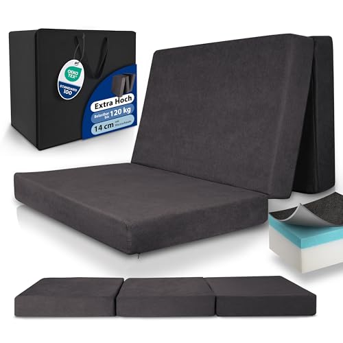 Beautissu Premium XXL Klappmatratze 120x200cm Gästebett faltbar inkl. Tasche – extra dick Visco-Matratze hoher Schlafkomfort – waschbar Gästematratze klappbar einfacher Transport – Anthrazit Beautissu Premium XXL Klappmatratze 120x200cm Gästebett faltbar inkl. Tasche – extra dick Visco-Matratze hoher Schlafkomfort – waschbar Gästematratze klappbar einfacher Transport – Anthrazit von Beautissu