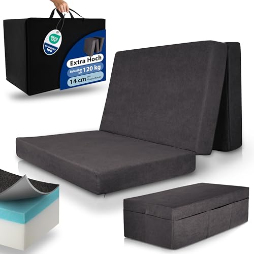 Beautissu Premium XXL Klappmatratze 140x200cm Gästebett faltbar inkl. Husse – extra dick 14cm Visco-Matratze optimaler Härtegrad H3 hoher Schlafkomfort – waschbar Gästematratze klappbar – Anthrazit Beautissu Premium XXL Klappmatratze 140x200cm Gästebett faltbar inkl. Husse – extra dick 14cm Visco-Matratze optimaler Härtegrad H3 hoher Schlafkomfort – waschbar Gästematratze klappbar – Anthrazit von Beautissu