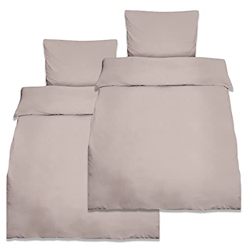 Beautissu 2er Set Renforcé Bettwäsche Set 155x220 cm Julie - Kissenbezug 80x80cm – Bettwäsche mit 2X Bettbezug & 2X Kopfkissenbezug - 4teilige Kühlende Sommerbettwäsche aus Baumwolle in Taupe Beautissu 2er Set Renforcé Bettwäsche Set 155x220 cm Julie - Kissenbezug 80x80cm – Bettwäsche mit 2X Bettbezug & 2X Kopfkissenbezug - 4teilige Kühlende Sommerbettwäsche aus Baumwolle in Taupe von Beautissu