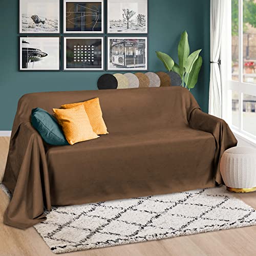 Beautissu Tagesdecke 210x280 cm Überwurfdecken für Sofa Romantica Wildleder-Optik Überwurf Bettabdeckung Tagesdecken Bettüberwurf & Sofaüberwurf Decke Sofa Überwurfdecke Bett Tagesdecke Braun von Beautissu