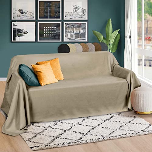 Beautissu Tagesdecke 210x280 cm Überwurfdecken für Sofa Romantica Wildleder-Optik Überwurf Bettabdeckung Tagesdecken Bettüberwurf & Sofaüberwurf Decke Sofa Überwurfdecke Bett Tagesdecke Beige von Beautissu
