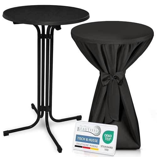 Beautissu Schwarzer Stehtisch klappbar 70 cm mit Premium Stehtischhusse Schwarz & Schleifenband – Wetterbeständig Outdoor Bistrotisch rund Kratzfest UV-beständig – Husse rutschfest waschbar – Bellini Beautissu Schwarzer Stehtisch klappbar 70 cm mit Premium Stehtischhusse Schwarz & Schleifenband – Wetterbeständig Outdoor Bistrotisch rund Kratzfest UV-beständig – Husse rutschfest waschbar – Bellini von Beautissu