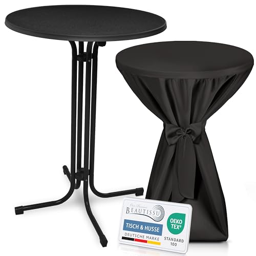 Beautissu Schwarzer Stehtisch klappbar 80 cm mit Premium Stehtischhusse Schwarz & Schleifenband – Wetterbeständig Outdoor Bistrotisch rund Kratzfest UV-beständig – Husse rutschfest waschbar – Bellini Beautissu Schwarzer Stehtisch klappbar 80 cm mit Premium Stehtischhusse Schwarz & Schleifenband – Wetterbeständig Outdoor Bistrotisch rund Kratzfest UV-beständig – Husse rutschfest waschbar – Bellini von Beautissu