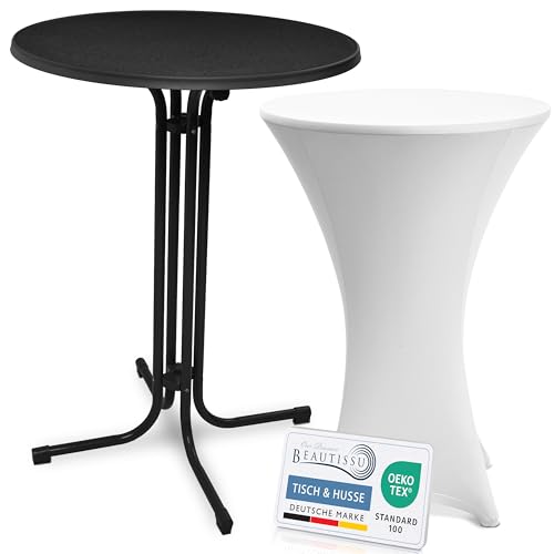 Beautissu Schwarzer Stehtisch klappbar 80 cm mit Stretch Stehtischhusse Weiß – Outdoor Bistrotisch Kratzfest, UV- & wetterbeständig – Husse rutschfest, waschbar & bügelfrei – Bellini & Stella Beautissu Schwarzer Stehtisch klappbar 80 cm mit Stretch Stehtischhusse Weiß – Outdoor Bistrotisch Kratzfest, UV- & wetterbeständig – Husse rutschfest, waschbar & bügelfrei – Bellini & Stella von Beautissu