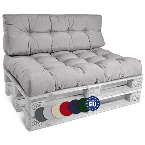 Beautissu Set Palettenkissen Outdoor 1x Sitzkissen 120x80 cm & 1x Rückenkissen 120x40 cm – Auflagen für Paletten Europaletten Palettensofa Lounge Kissen Palettenmöbel Palettenpolster Hellgrau – Style Beautissu Set Palettenkissen Outdoor 1x Sitzkissen 120x80 cm & 1x Rückenkissen 120x40 cm – Auflagen für Paletten Europaletten Palettensofa Lounge Kissen Palettenmöbel Palettenpolster Hellgrau – Style von Beautissu