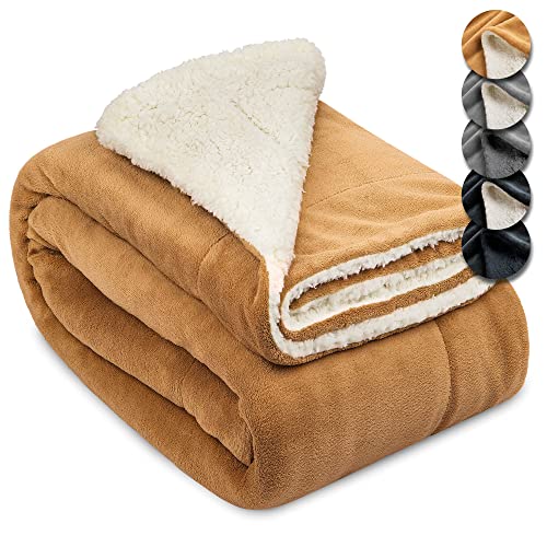 Beautissu Sherpa Decke Wohndecke Kuscheldecke 150x200cm Beige/Weiß – Warme & Dicke Winterdecke Fleecedecke Lammfell-Optik – Flauschige XL Kuscheldecke Sofa Überwurf Couch Decke – Alina von Beautissu