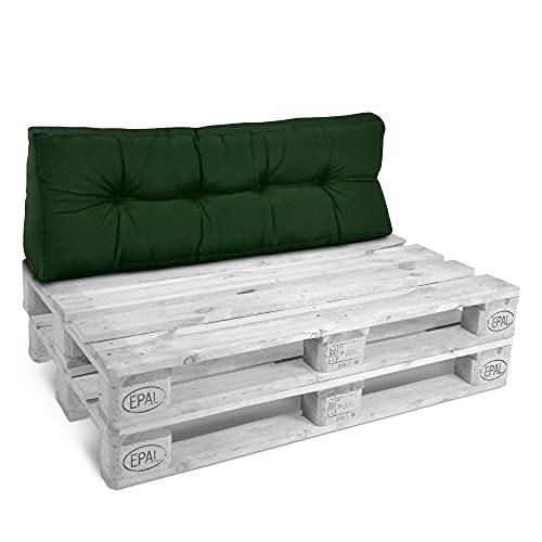 Beautissu Palettenkissen Style – 1x Rückenkissen 120x40 cm Gepolsterte Europaletten Indoor & Outdoor Auflage Palettenmöbel Lounge Kissen Outdoor - Dunkelgrün von Beautissu