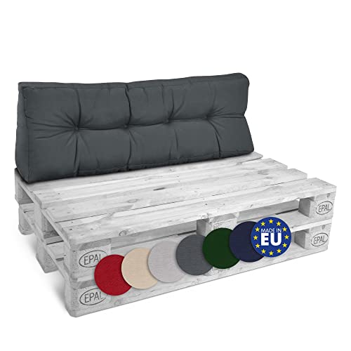 Beautissu Palettenkissen Style – 1x Rückenkissen 120x40 cm Gepolsterte Europaletten Indoor & Outdoor Auflage Palettenmöbel Lounge Kissen Outdoor - Graphitgrau von Beautissu