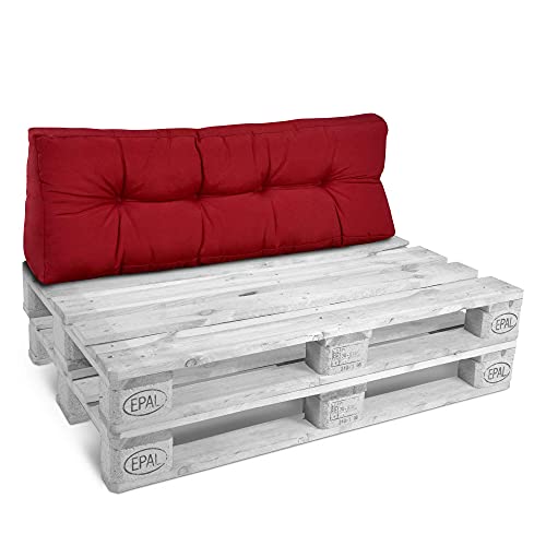 Beautissu Palettenkissen Style – 1x Rückenkissen 120x40 cm Gepolsterte Europaletten Indoor & Outdoor Auflage Palettenmöbel Lounge Kissen Outdoor - Rot von Beautissu